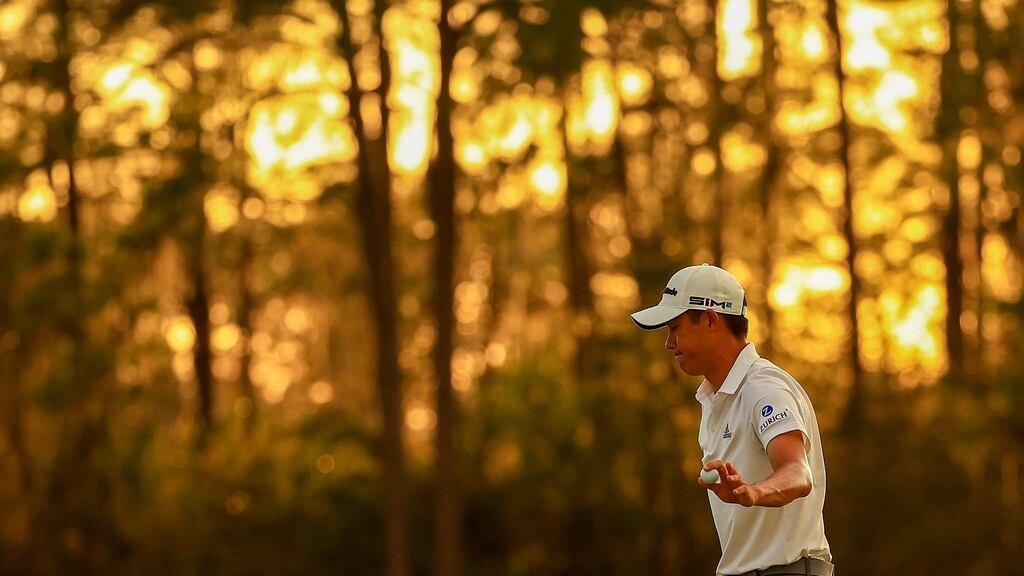 Collin Morikawa leads into the final day in Florida. Photograph: Mike Ehrmann/Getty
