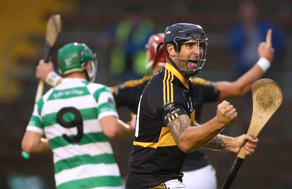 Dan Shanahan celebrates while lining out for Lismore in the Waterford championship. Photograph: James Crombie/Inpho