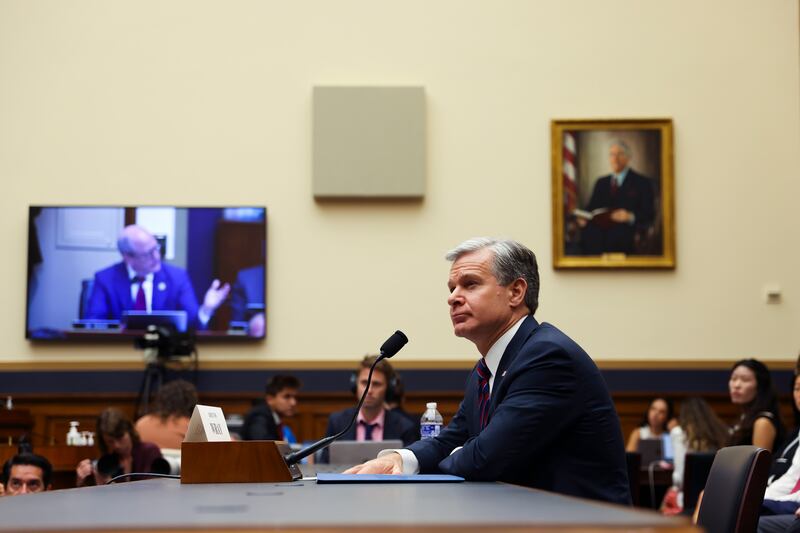 Christopher Wray, the FBI director, appears before the House Judiciary Committee in Washington, on July 24th, 2024. Photograph:: Maansi Srivastava/The New York Times)