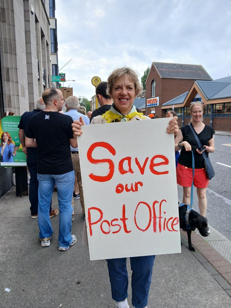 Labour leader Ivana Bacik at the protest in Rathmines on Saturday. Photograph: Ella Sloane