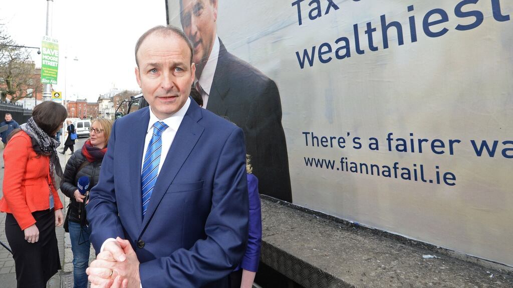 Fianna Fáil leader Micheál Martin at the launch of his party’s election advertising campaign which has been described as a negative effort. Photograph: Eric Luke/The Irish Times.