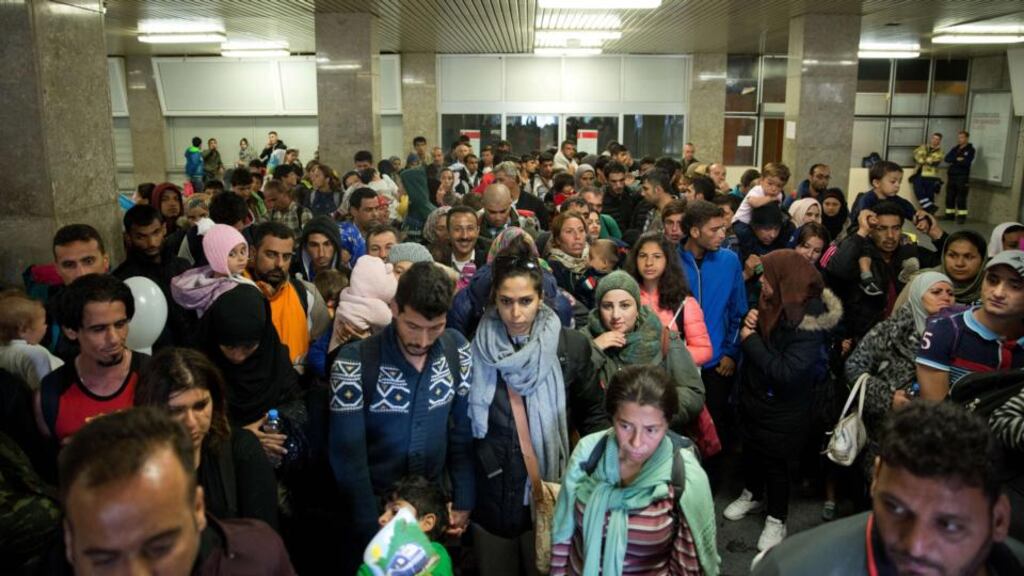 Those arriving have injuries to their feet and ankles from walking great distances. Some have been tortured or shot. Photograph: Jörg Carstensen/AFP/Getty Images