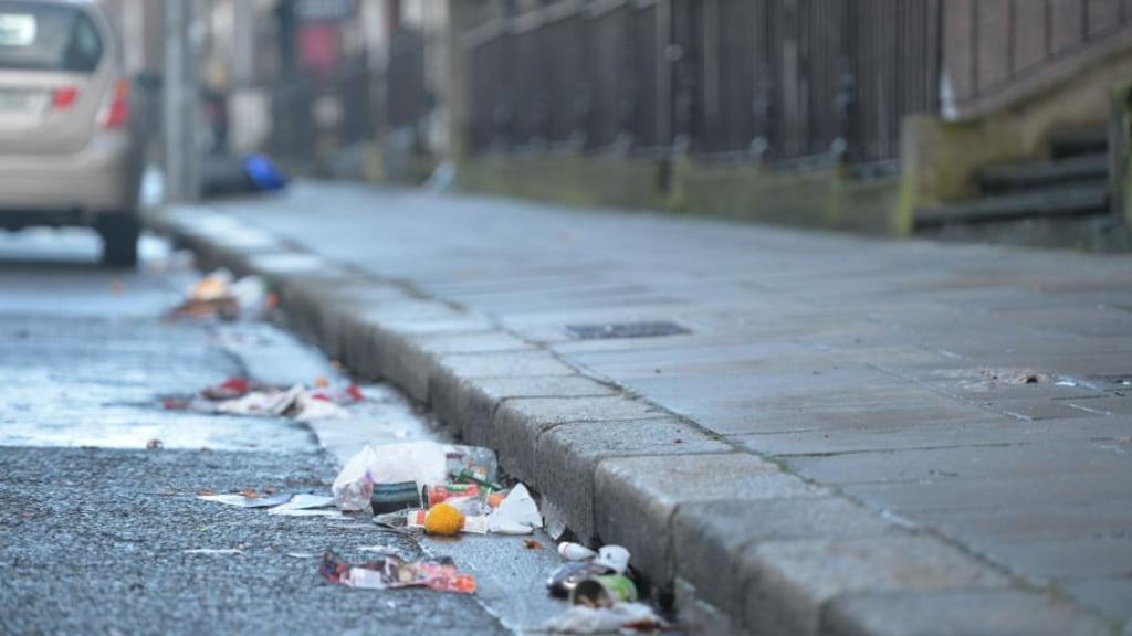 Rubbish and litter on Dublin’s Belvedere Place in the North Inner City. Photograph: Alan Betson