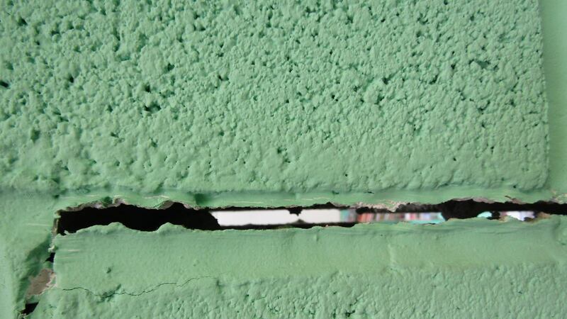 Cracking in a wall at Moville Community College. Photograph: Freya McClements