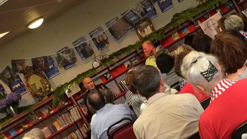 Author Shane Connaughton talks to Martin Doyle, Books Editor of The Irish Times, in Bantry Library as part of the West Cork Literary Festival in July
