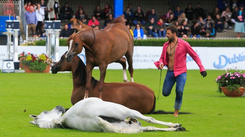 Santi Serra in performance during the the 2019 Longines FEI Jumping Nations Cup Stena Line Dublin Horse Show at the RDS. Photograph: Gareth Chaney/Collins