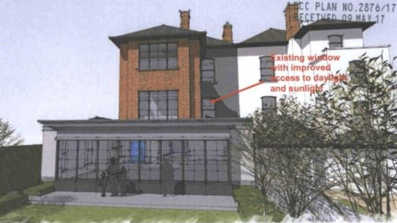An artist’s impression of the rear of the proposed renovated home of Brian O’Driscoll and Amy Huberman.