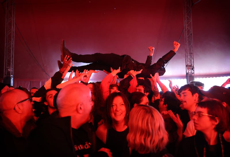 In the Meadows: Gilla Band fans. Photograph: Dara Mac Dónaill