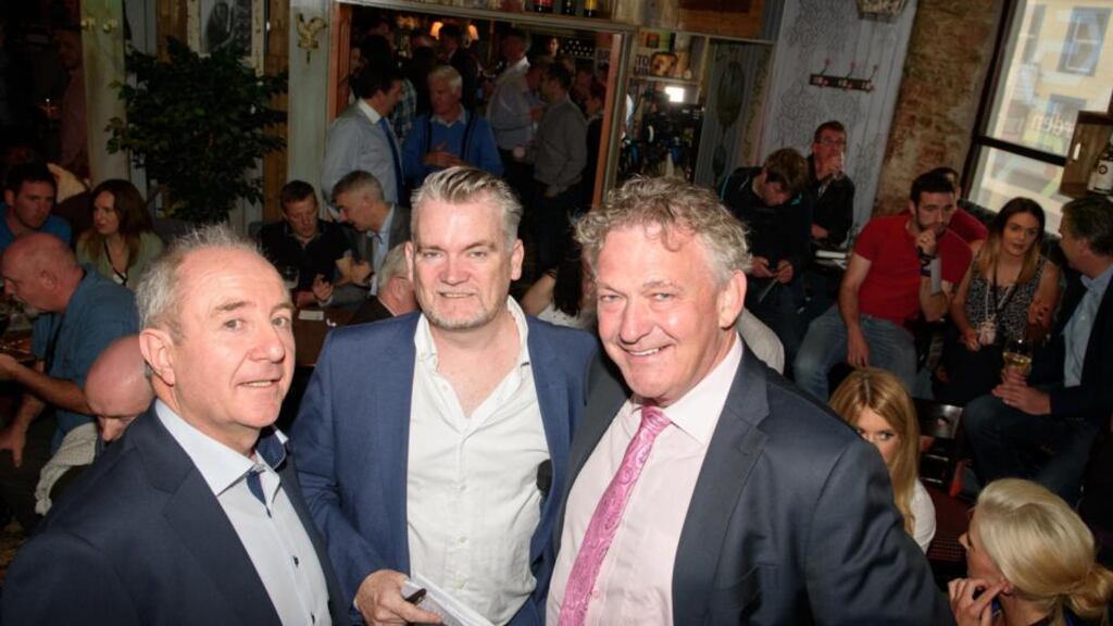 Donegal Rapeseed Oil managing director Austin Duignan, Gary Quinn of The Irish Times and Claddagh Resources founder Peter Casey at the AIB Start Up Academy, Letterkenny Event. Photo Clive Wasson