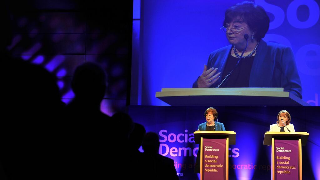 Catherine Murphy (left) and Róisín Shortall address the party event in Dublin. Photograph: Maura Hickey.