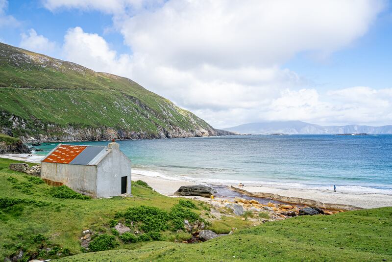 Keem Beach, Achill Island, Co Mayo, which features in The Banshees of Inishsherin. Photograph: Big Style Media/Fáilte Ireland and