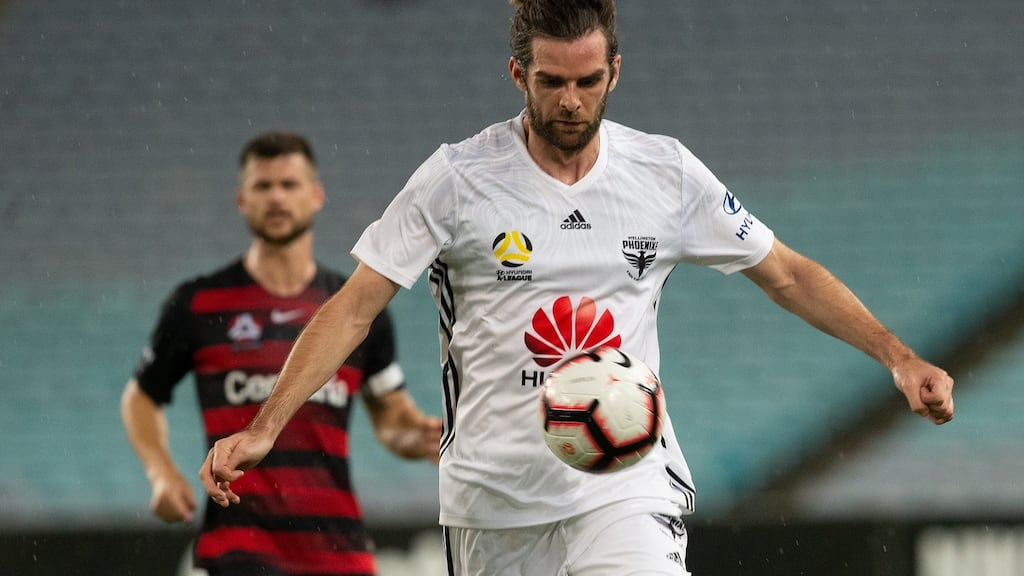 Cillian Sheridan in action for Wellington Phoenix during his time in New Zealand.