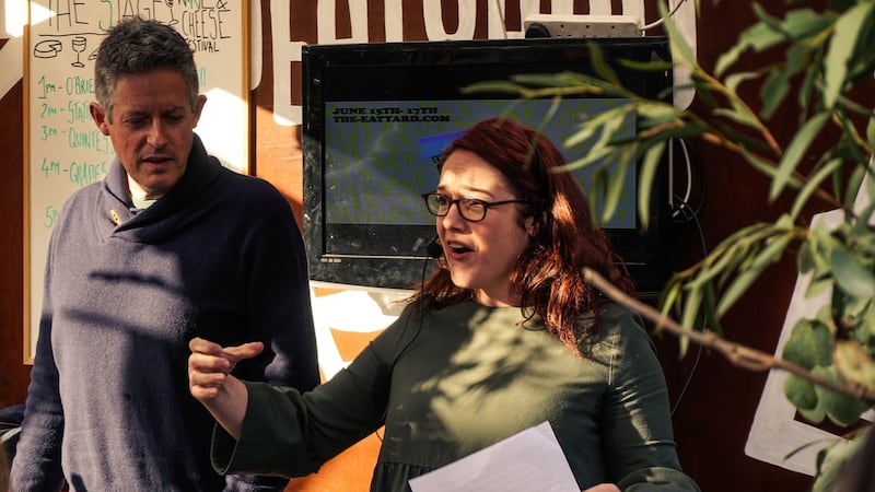 Wine writer Aoife Carrigy on stage at last year’s Cheese & Wine event at Eatyard.