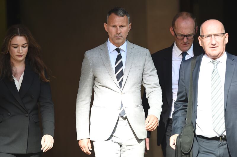 Former Manchester United footballer Ryan Giggs arriving at Manchester Crown Court. Photograph: Peter Powell/PA