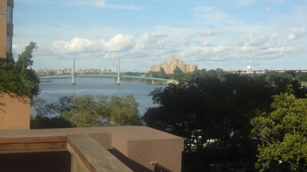 The view of the East River from Mary Costello’s apartment in New York: “When I wake on Sunday morning will the Kimmage light enfold me or will I blink at the strangeness of the room, at some vague indefinable absence? Will there be a brief up-flow of images – the stretch of Madison where the sun dazzles in early morning, the rooftop view of the astro-pitch across the street and the East river in the distance? I might close my eyes for a second to recover again that tightly packed urban grid, those large emotional spaces to which I was, temporarily, given access”