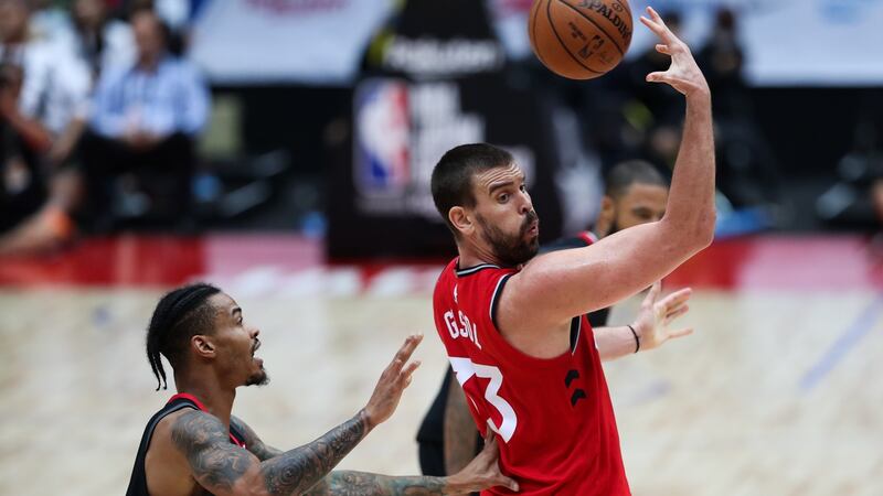 Spanish star Marc Gasol will again be part of a strong Toronto Raptors defensive game. Photograph: Takashi Aoyama/Getty Images