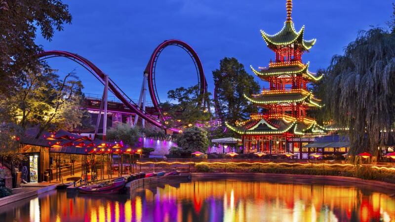 Tivoli Gardens in Copenhagen has 27 funfair rides