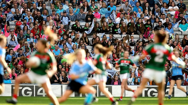 The challenge now for the women’s game is to build on the promise of last year, the highlight being the record attendance of 46,286 at the All-Ireland final between Dublin and Mayo. Photograph: Ryan Byrne/Inpho