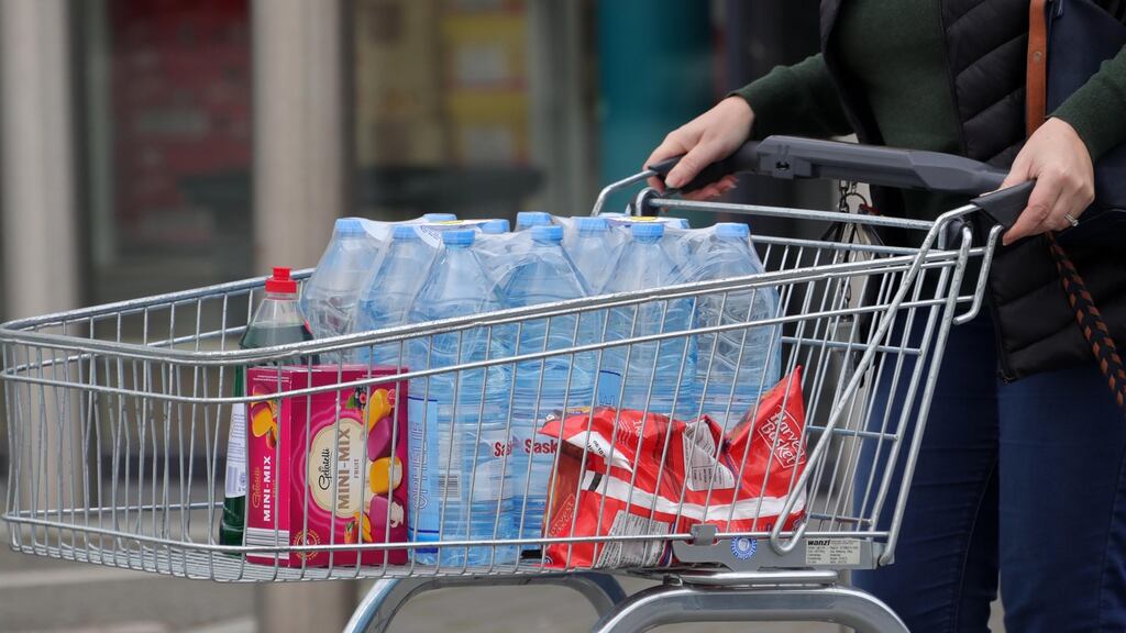 Shoppers stock up on drinking water at a Lidl store in Leixlip, following the boil water notice affecting more than 600,000 people. Photograph: Colin Keegan/Collins