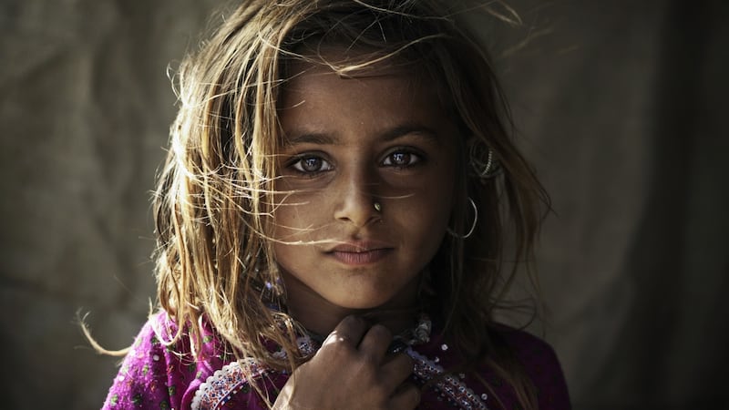 A Rabari tribal girl in rural Kutch, Gujarat, India.