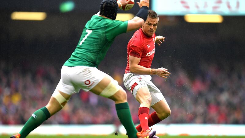 Outhalf Gareth Anscombe produced a perfect hanging kick for the early Welsh try. There was no way back for Ireland. Photograph: Dan Mullan/Getty Images