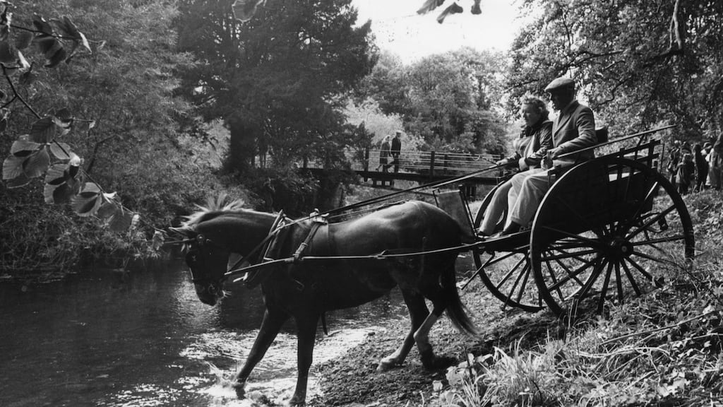 At the Irish carriage-driving championships in Birr Castle, Co Offaly, this weekend, Hi-fi pulls a Ralli car owned by Colonel A. L. Pennefather and driven by Mrs A. L. Pennefather in the cross-country section. Photograph: Jack McManus