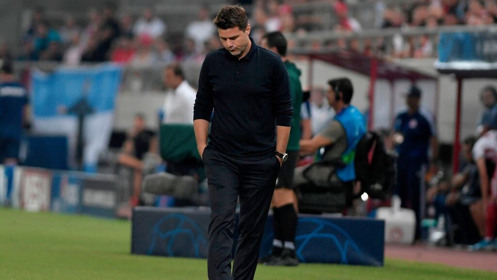 Tottenham Hotspur’s Mauricio Pochettino during the 2-2 Champions League draw with Olympiakos. Photo: Louisa Gouliamaki/Getty Images