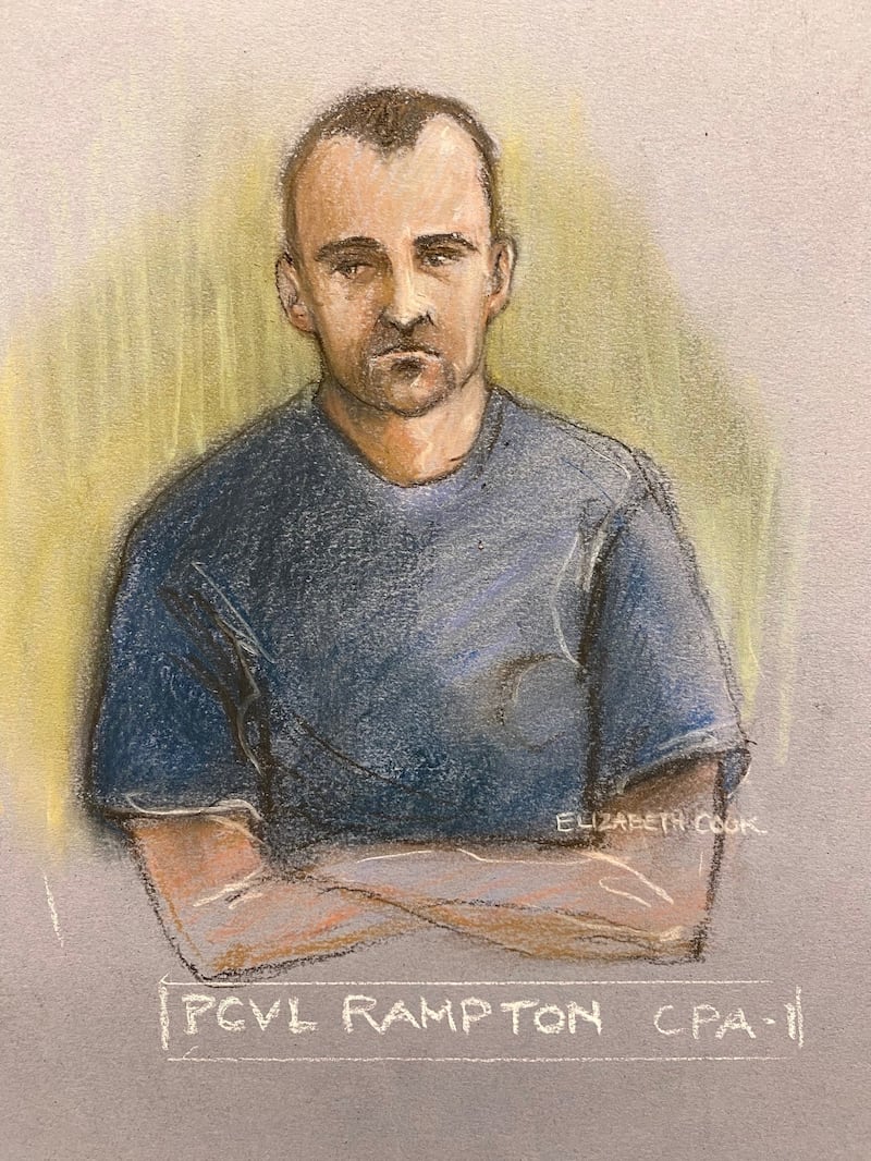Court artist sketch of David Carrick. Illustration: Elizabeth Cook/PA