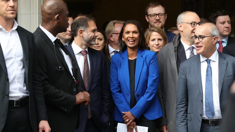 Gina Miller reacts outside the supreme court in London, where judges ruled that UK prime minister Boris Johnson’s advice to the Queen to suspend Parliament for five weeks was unlawful. Photograph: Jonathan Brady/PA