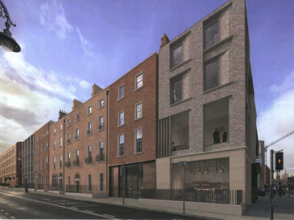 A computer-generated image of the Larry Goodman family-owned property firm's plan for a new office scheme on Dublin’s Nassau Street and Kildare Street.