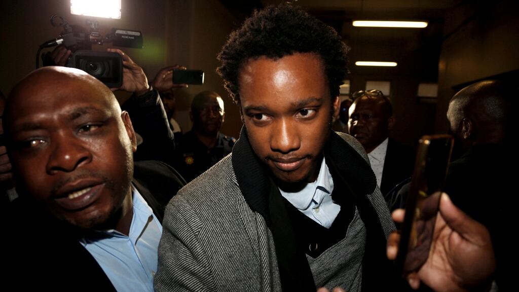 Duduzane Zuma at Johannesburg’s specialised commercial crime court on charges of corruption, on Monday. Photograph: Siphiwe Sibeko/Reuters