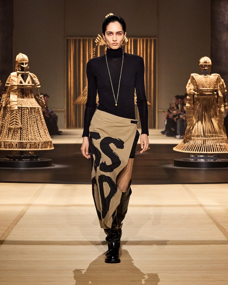 What made an impact were the accessories, including knee-high boots