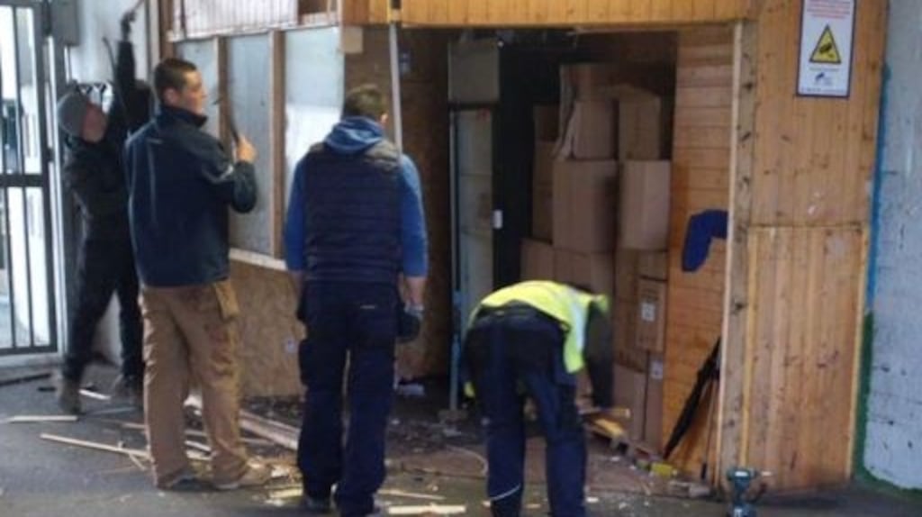 A photograph showing the storeroom used by Nick’s Cafe in Dublin being dismantled. Photograph: via Twitter