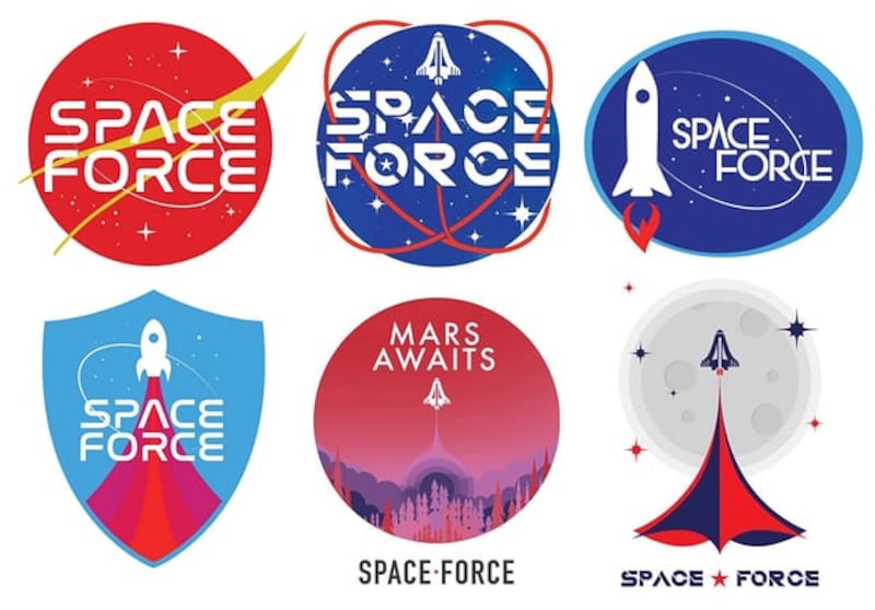 The suggested logos for the new US space force. Photograph: DonaldJTrump.com