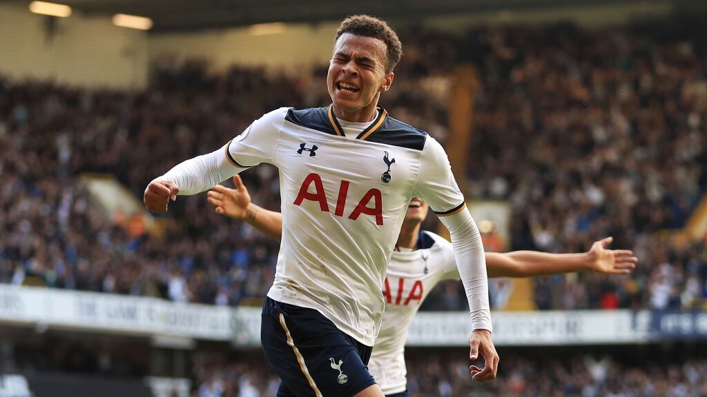 Dele Alli scored Tottenham’s second goal in their 2-0 win over Manchester City at White Hart Lane. Photograph: PA