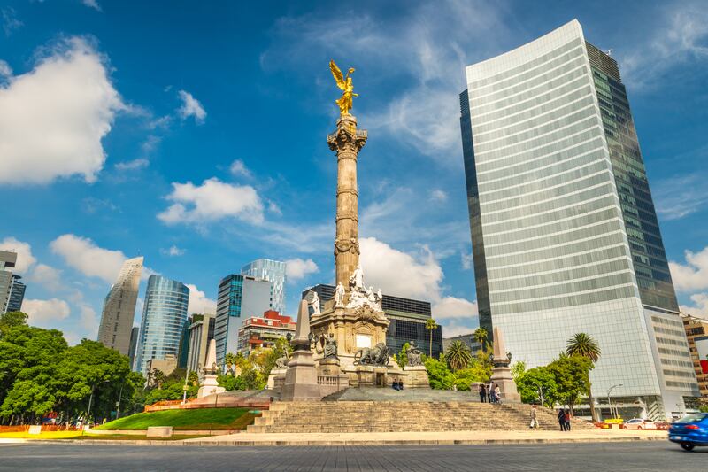 The Angel of Independence stands in the centre of a roundabout in Mexico City, Mexico. Photograph: iStock