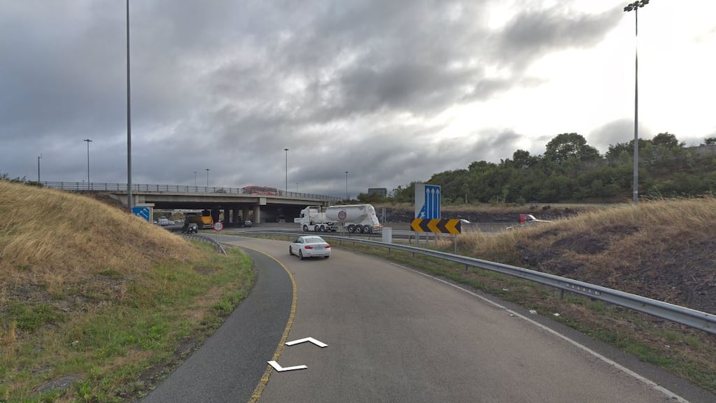 A teenager with Down syndrome was found walking along a grass verge on the N4, close to the M50 motorway, approximate location above. File photograph: Google Street View