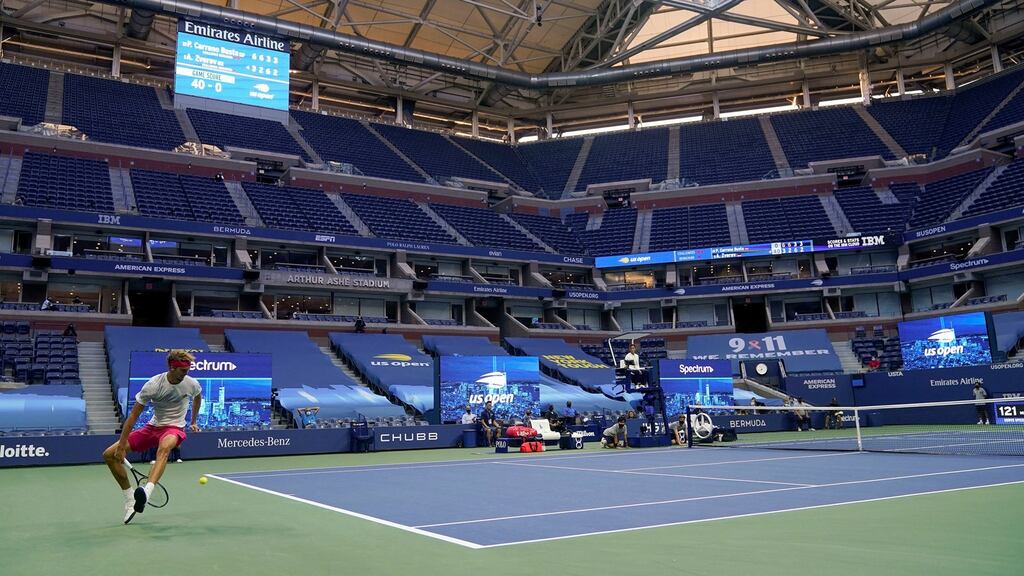 Alexander Zverev during his US Open semi-final win over Pablo Carreno Busta in New York. Photograph: AP