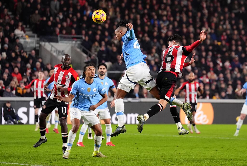 Brentford's Christian Norgaard scores. Photograph: John Walton/PA