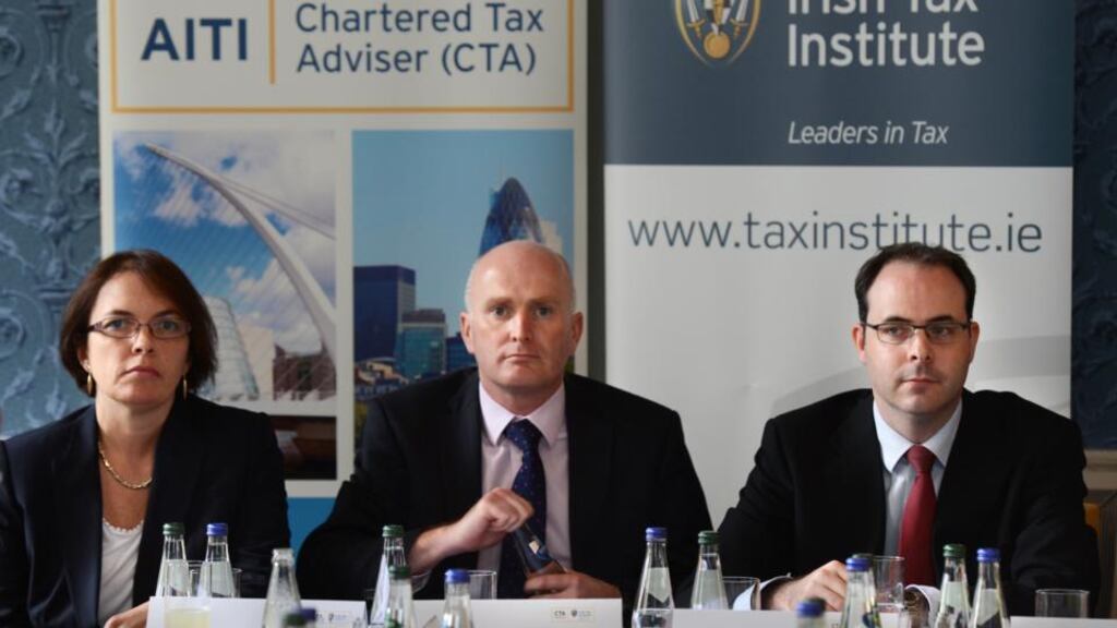 Cora O Brien, Martin Lambe and Andrew Gallagher of the Irish Tax Institute. Photograph: Cyril Byrne