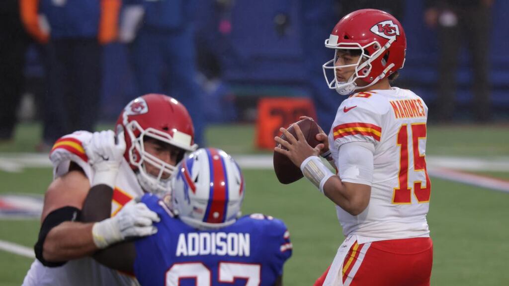 Patrick Mahomes inspired Kansas City to victory over the Buffalo Bills. Photograph: Timothy T Ludwig/Getty