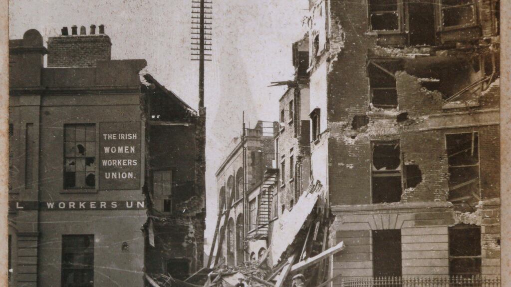 Ruined buildings in Dublin after the Easter Rising. Photograph: Royal Irish Academy/ JT Westropp