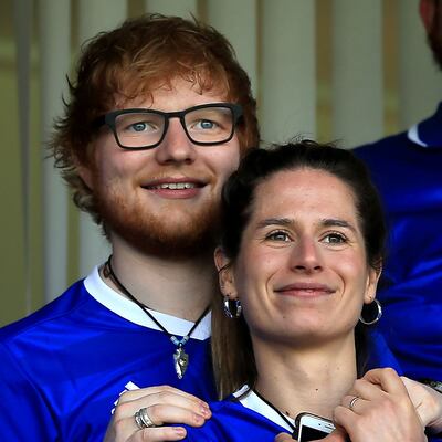 Ed Sheeran with Cherry Seaborn, who are now parents. Photograph: Stephen Pond/Getty