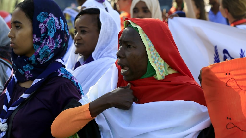 Sudanese women march in Khartoum to mark International Day for Eliminating Violence against Women, in the first such rally held in the northeast African country in decades, on November 25th, 2019. Photograph: Ashraf Shazly/AFP/Getty Images
