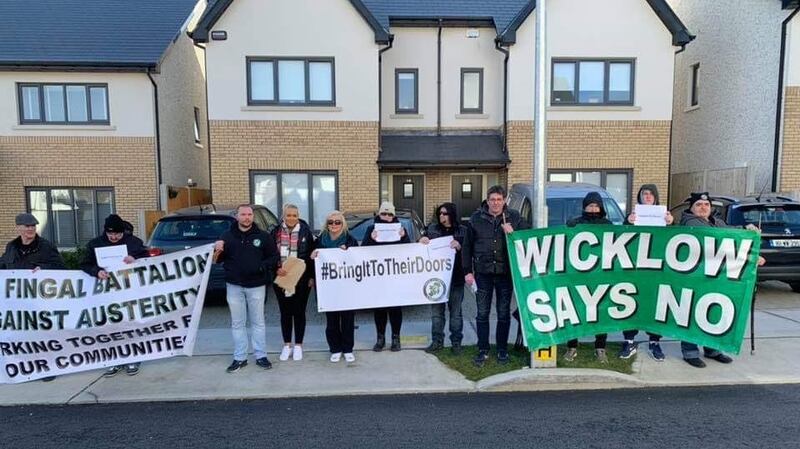 An image from the Fingal Battalion Direct Action Group Facebook page showing the protest outside Simon Harris’s home on Sunday.