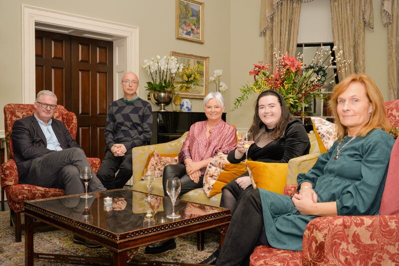 Finalists in the K Club/Irish Times Food Month amateur wine champion competition, from left: Dermot Powell, David Wraith, Aoife Corcoran, Ellen Ní Chinseallaigh and Deirdre McCarthy