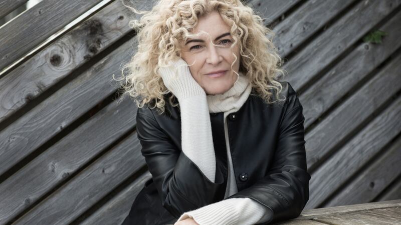 Black leather coat €229, cream cashmere-mix polo €59