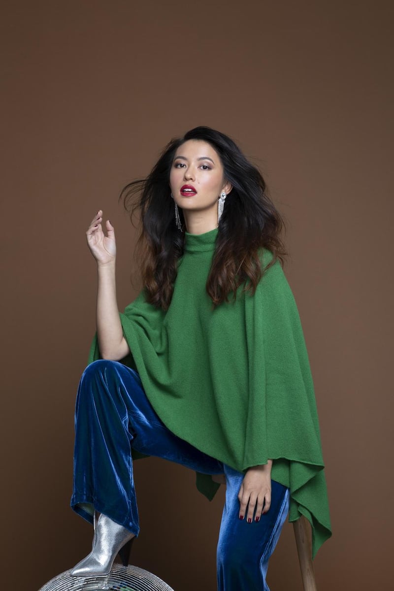 The velvet trousers in two styles, wide leg and a cropped track pant style, Laura Chambers