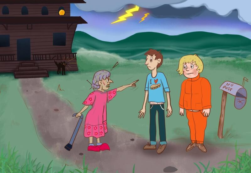 'Get out of my garden.' Illustration supplied by sixth class, Thomond Primary School