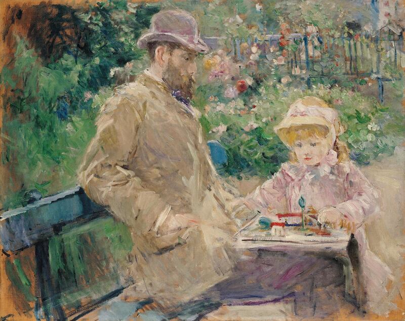 Eugène Manet and His Daughter in the Garden at Bougival, by Berthe Morisot, 1881